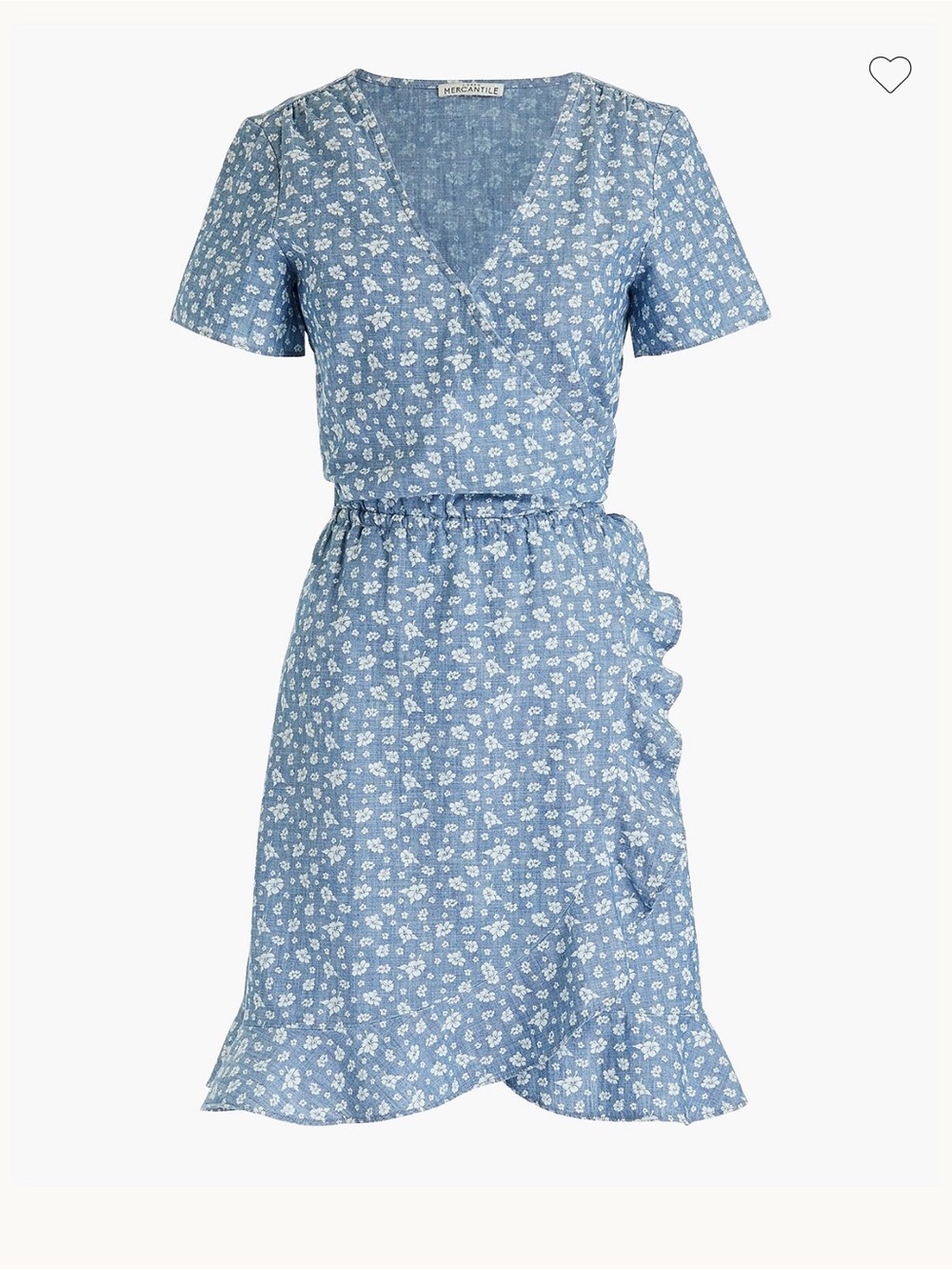 NWOT J.Crew Printed Chambray Ruffle Faux-Wrap Dress
